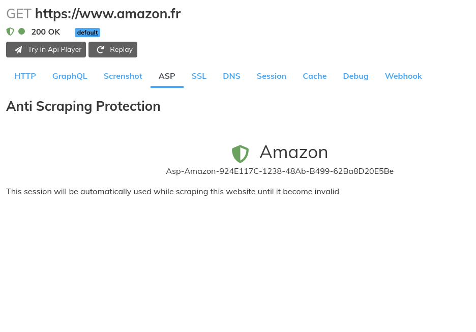 overview page of web interface
