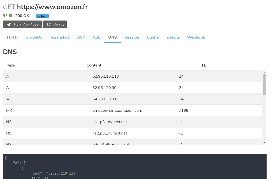 overview page of web interface