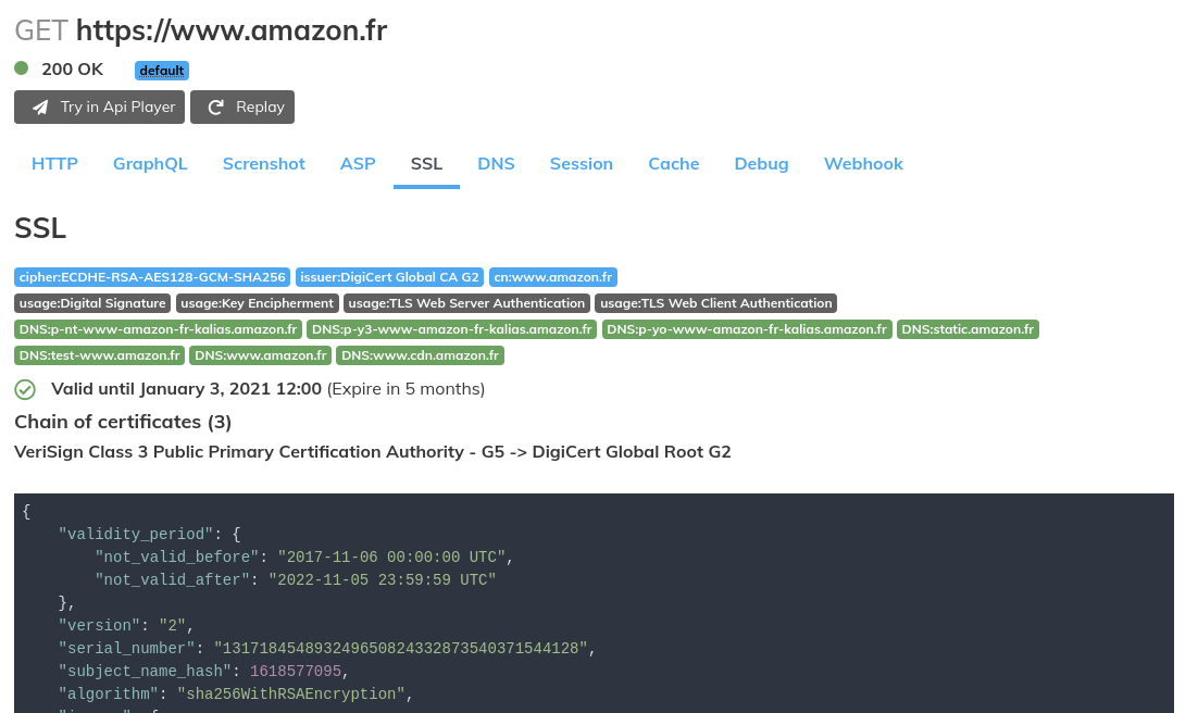 overview page of web interface