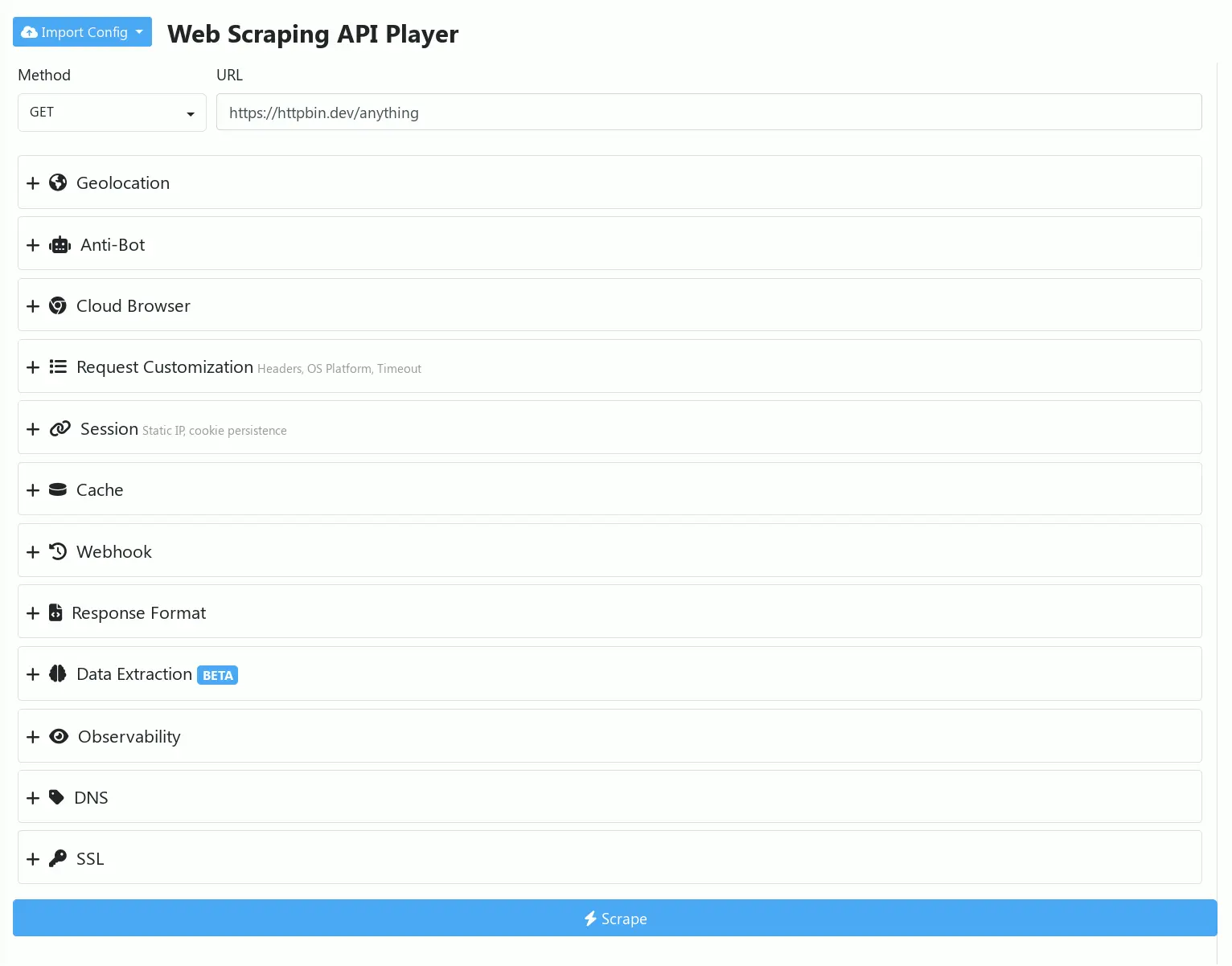 API web player preview