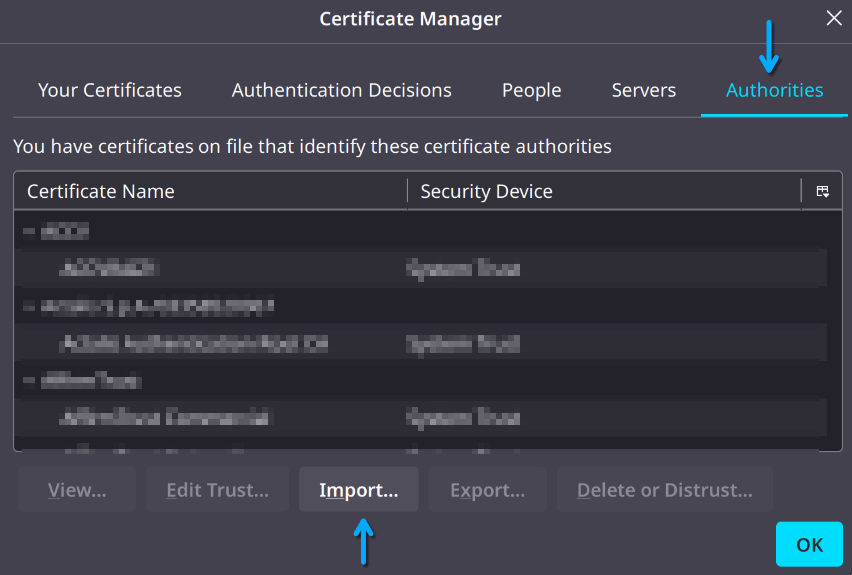 firefox certificates section