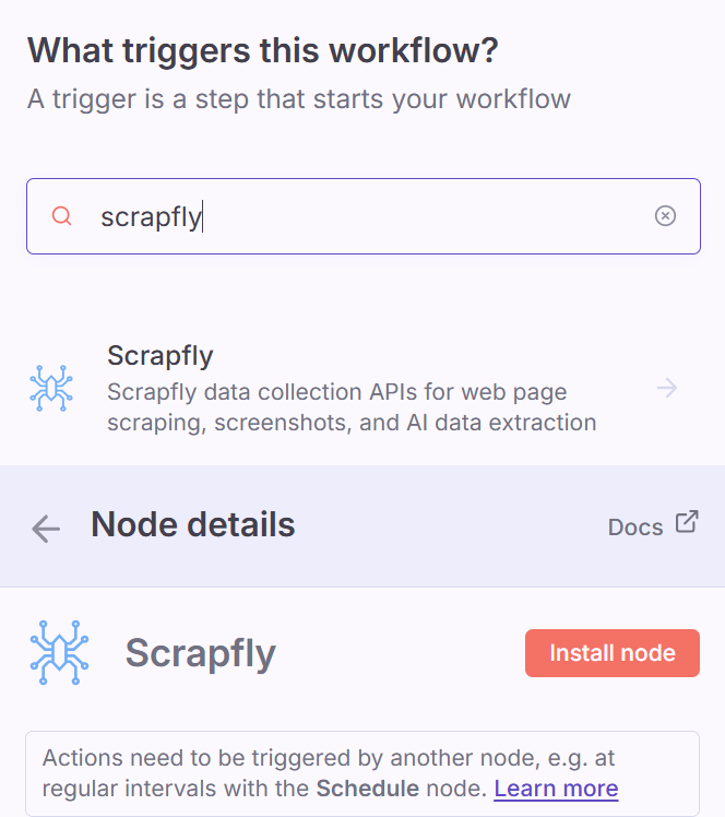 Scrapfly n8n integration installation as a community package