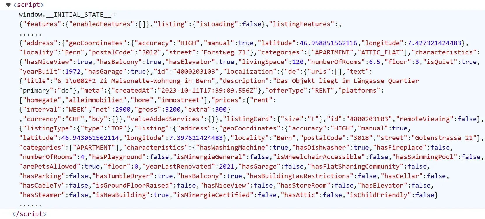 homegate search pages data