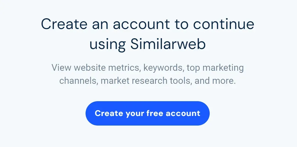 similarweb requests requrie login