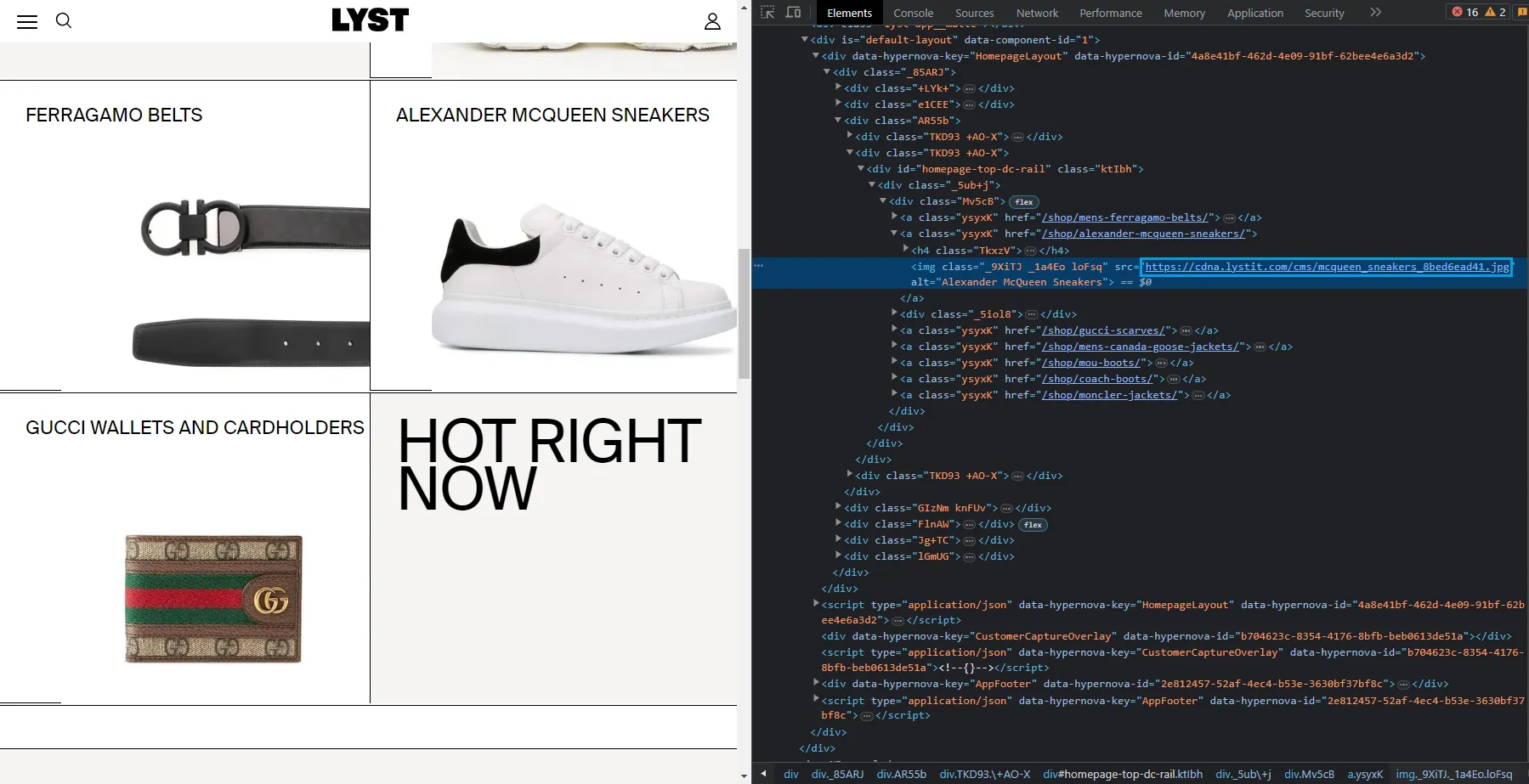 Target website with hidden images