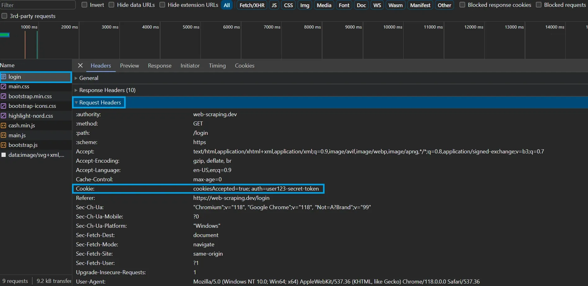 Background requests as seen on Chrome developer tools