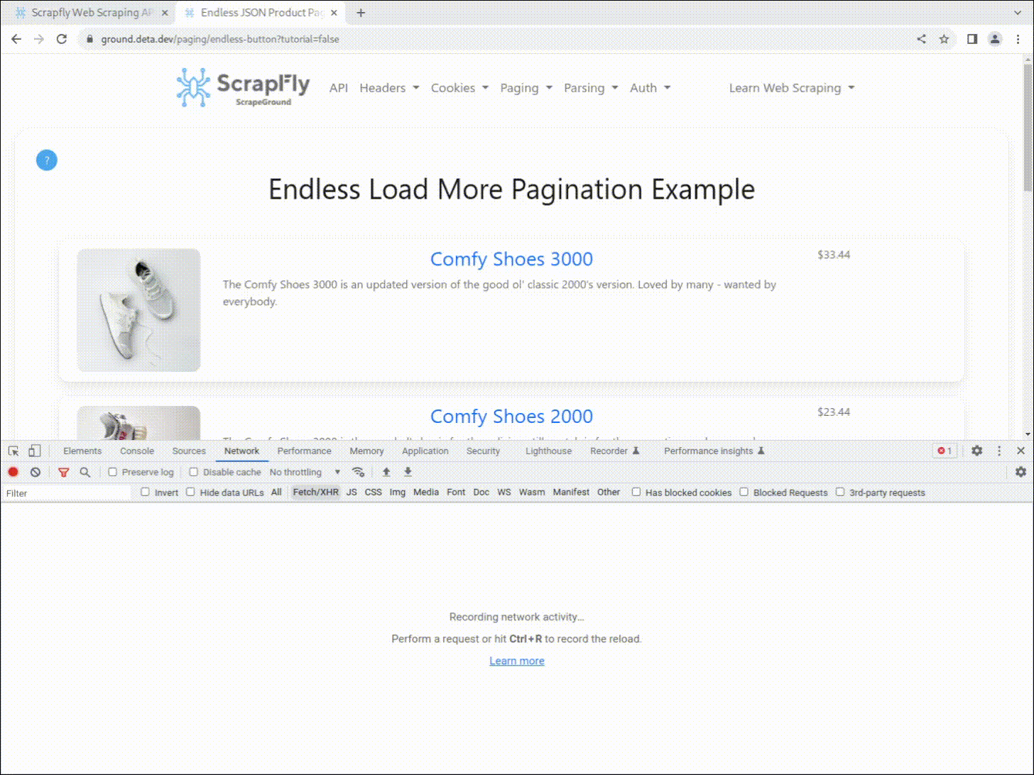 devtools network inspector tab