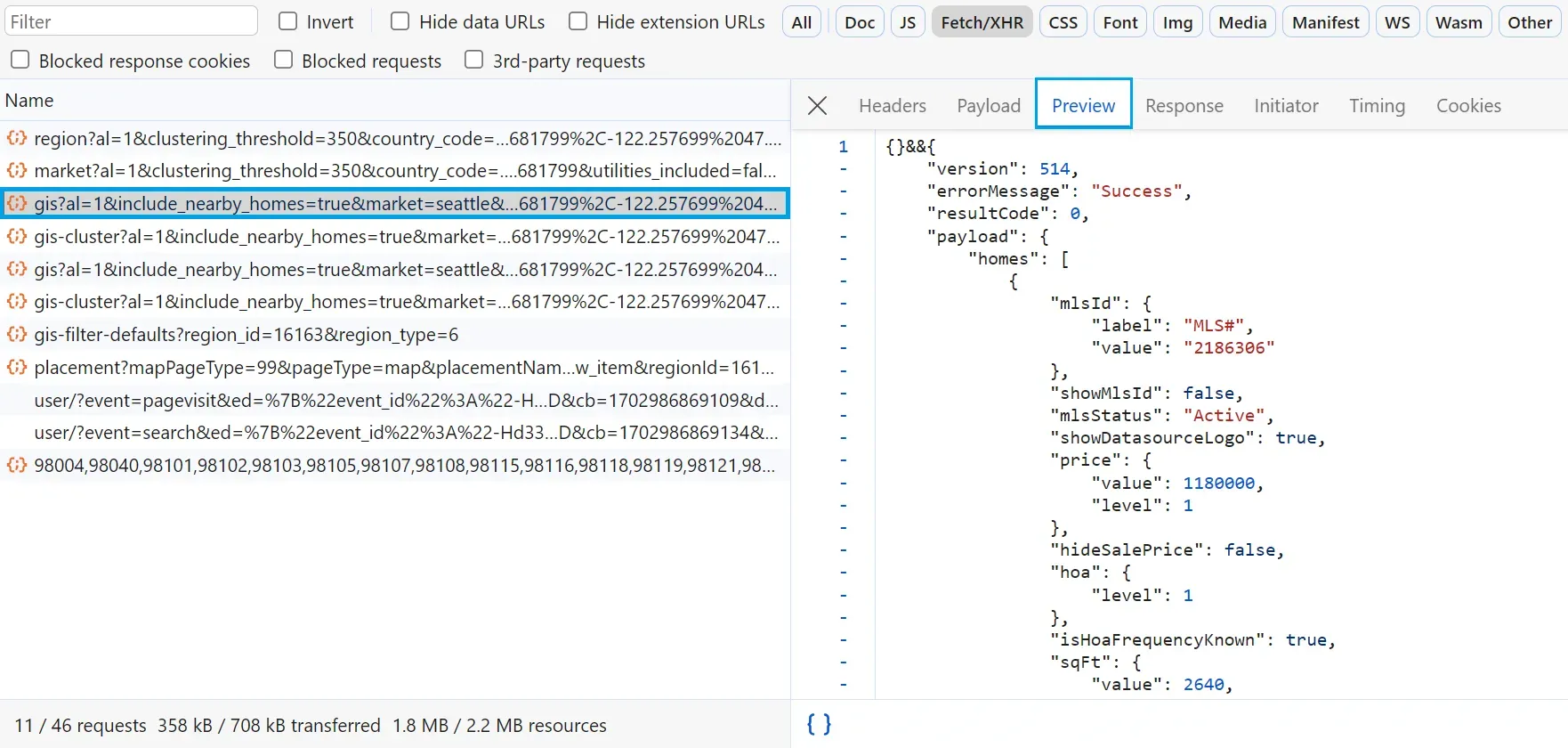 redfin private search API