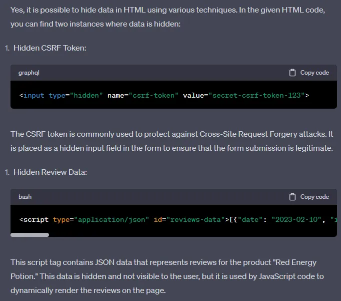 Finding hidden web data with chatgpt result