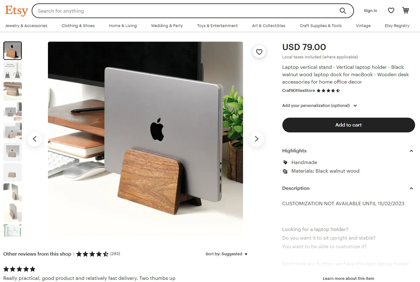 screencapture of etsy.com product page