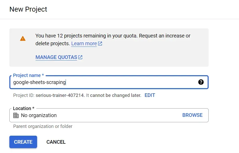 google developers console main page