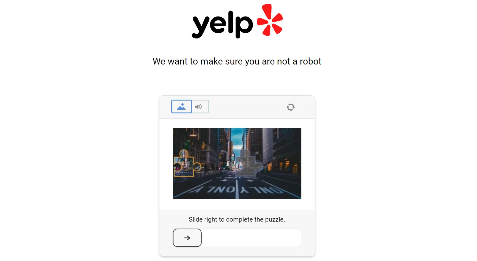 alt="yelp page requesting solving captcha" width=900 height=600 caption="example yelp block page"