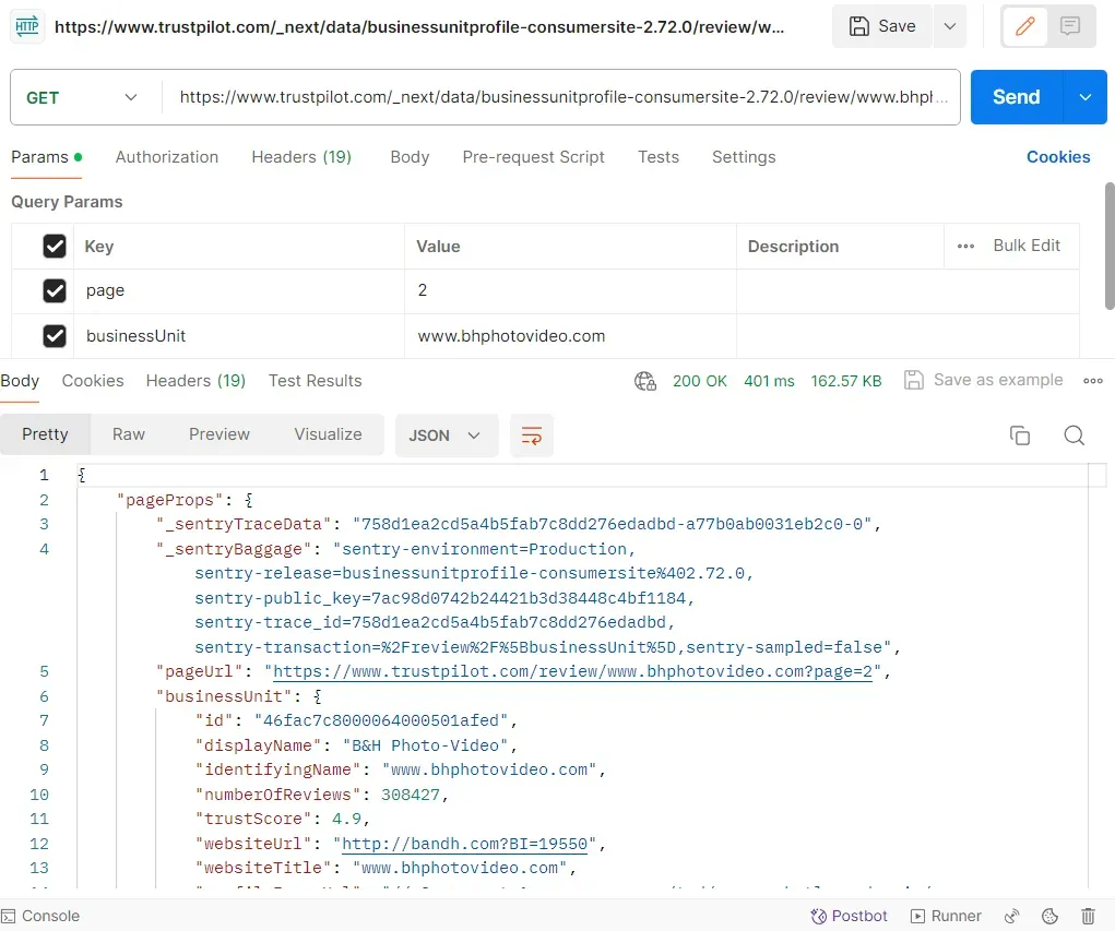 API request on postman