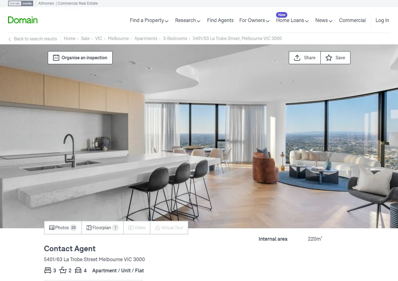 property page on domain.com.au