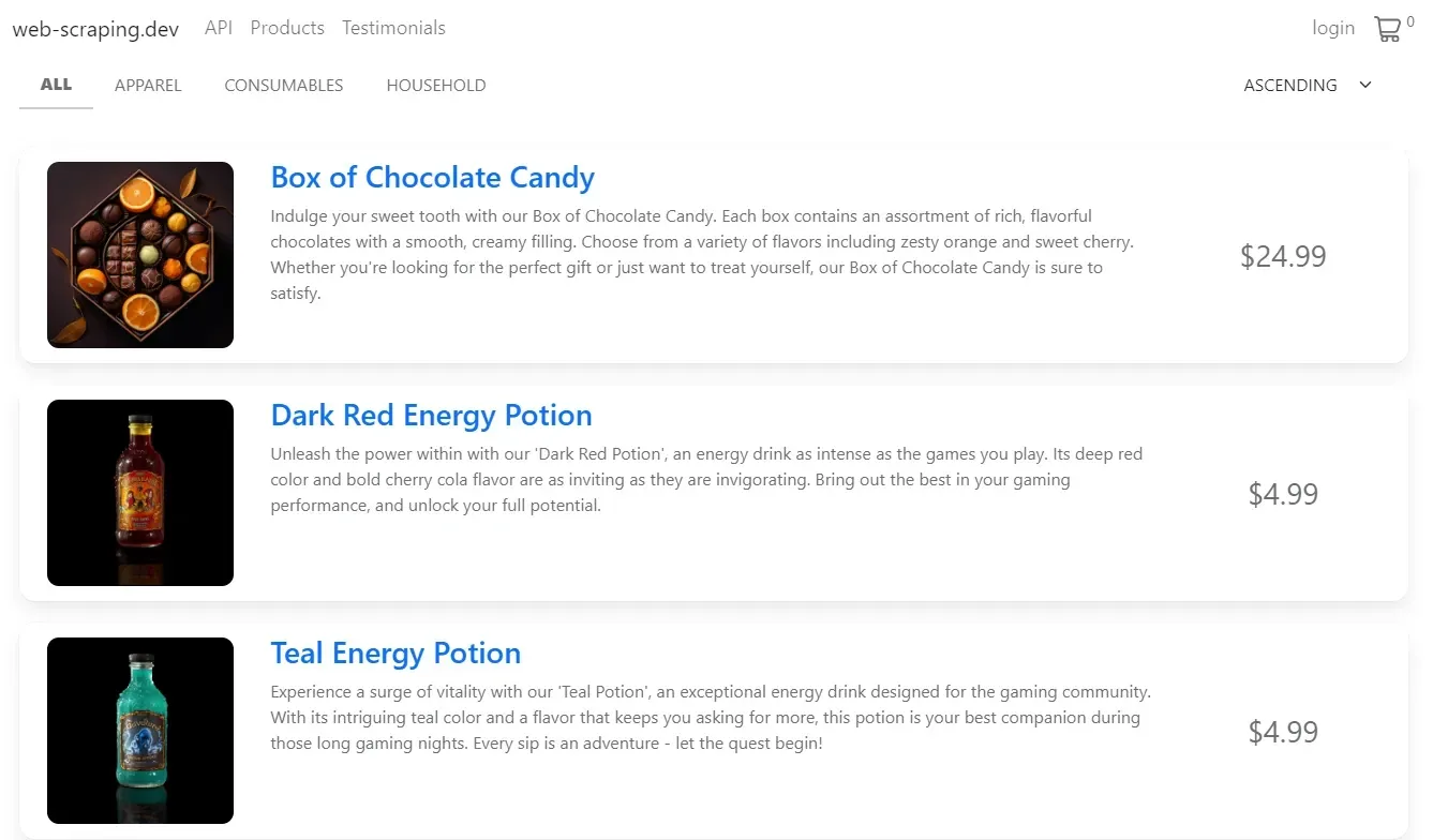 web-scraping.dev products
