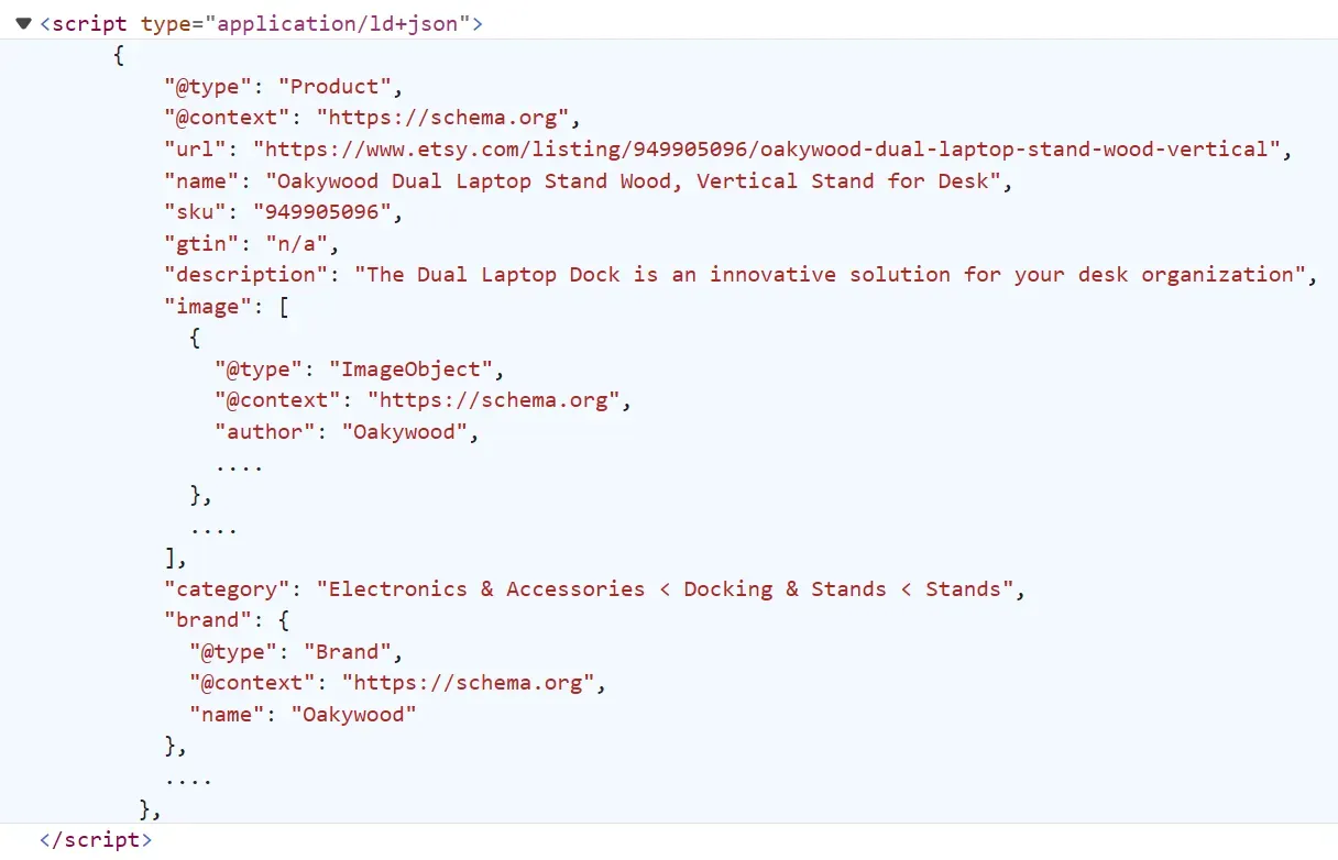 hidden data on product listing page