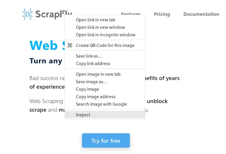 devtools inspect right click