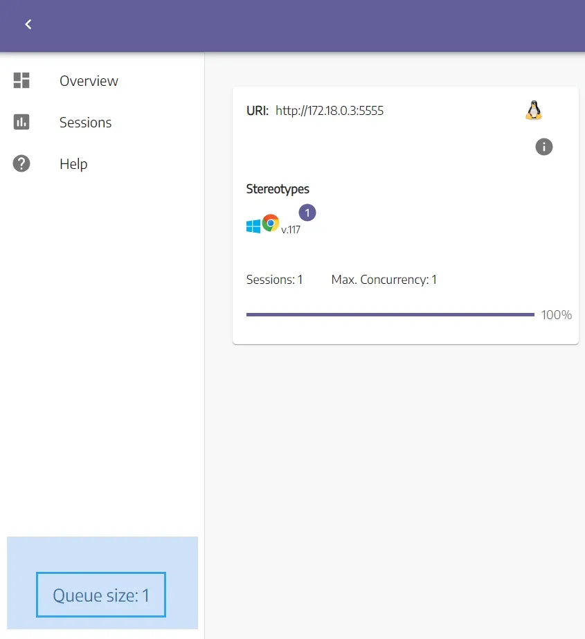 selenium grid queue size display in web dashboard