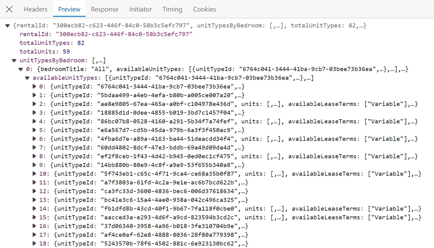 property data API response