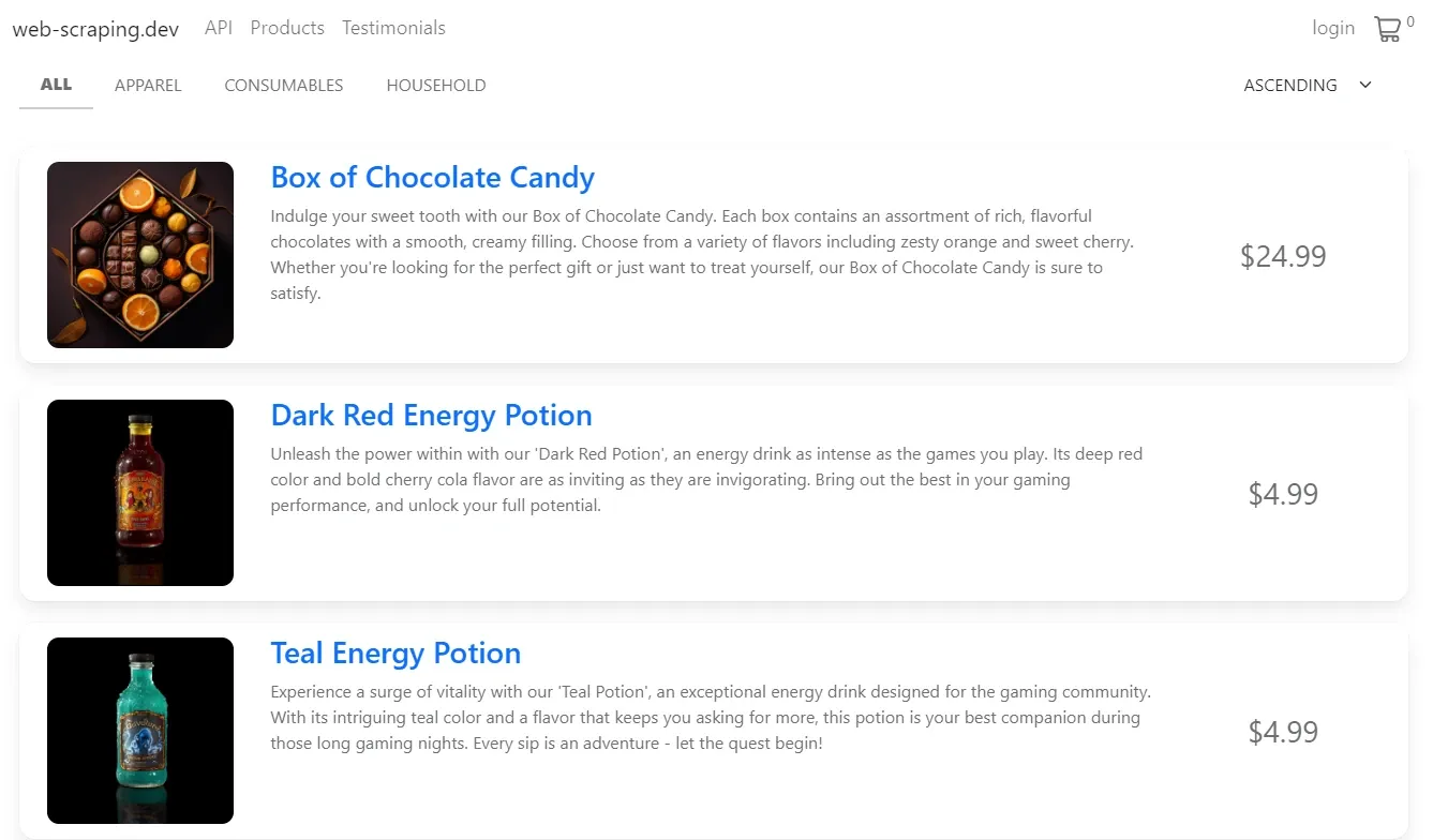 web-scraping.dev products