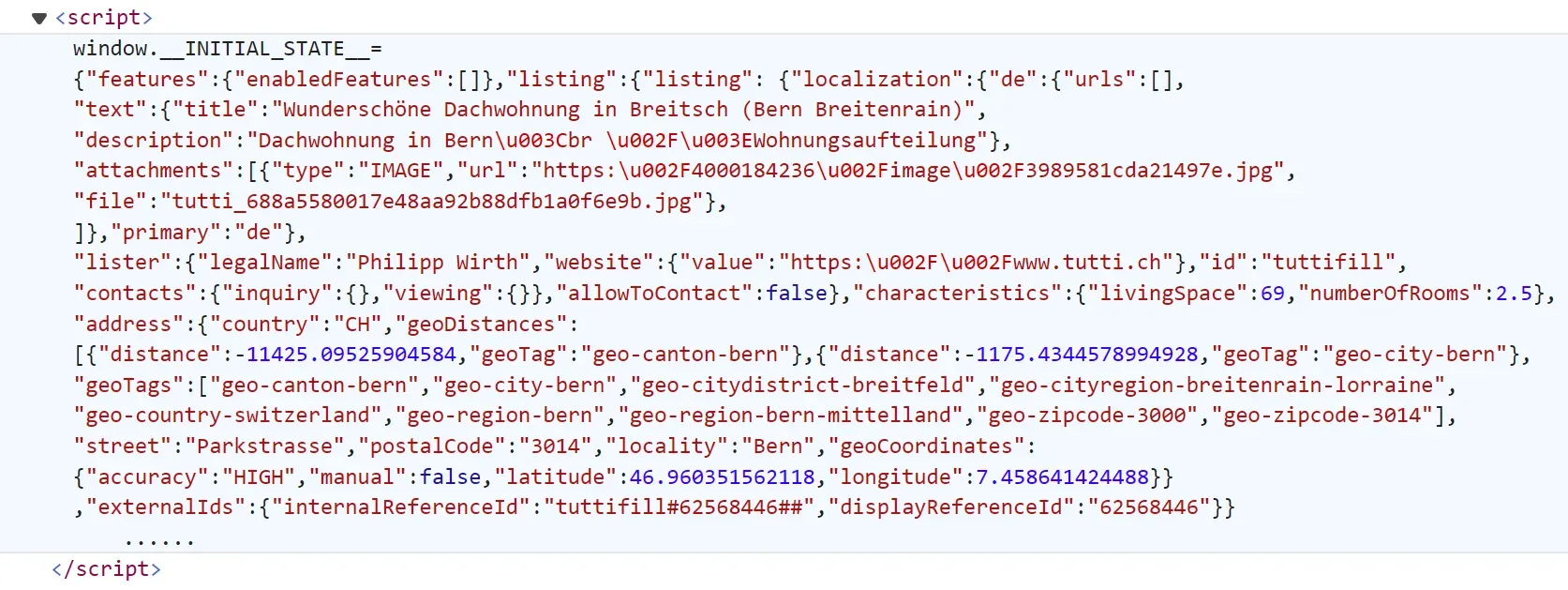 homegate property pages data