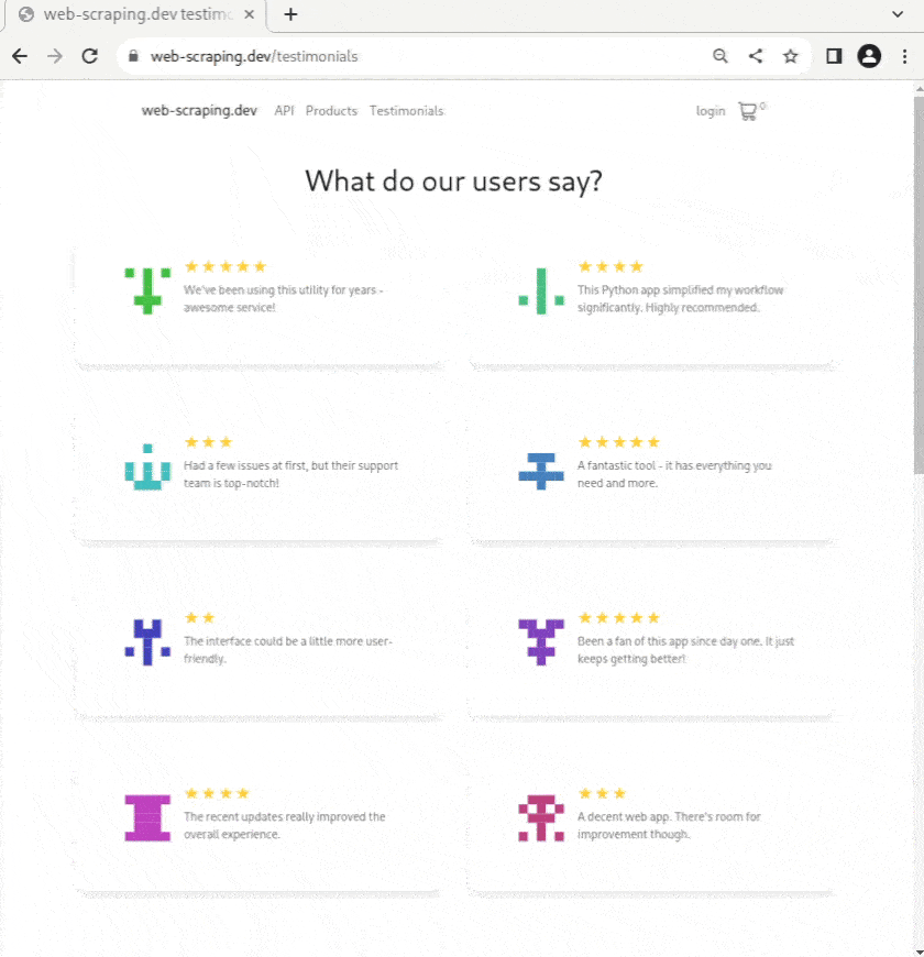 example of a paginated list