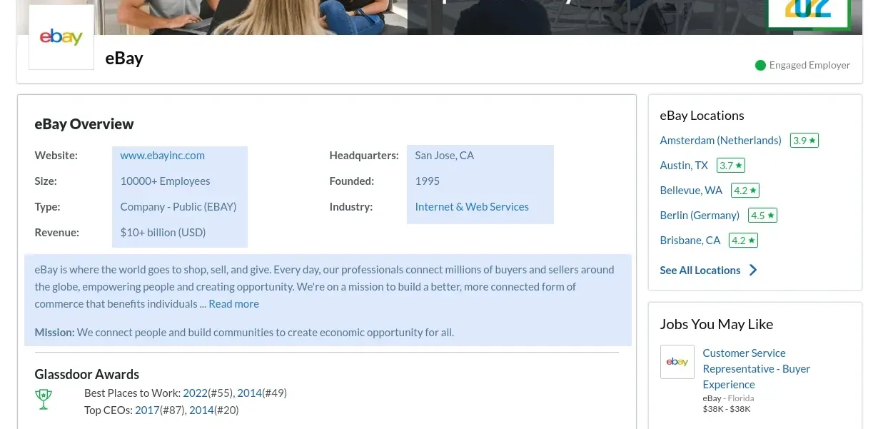 glassdoor company overview highlight
