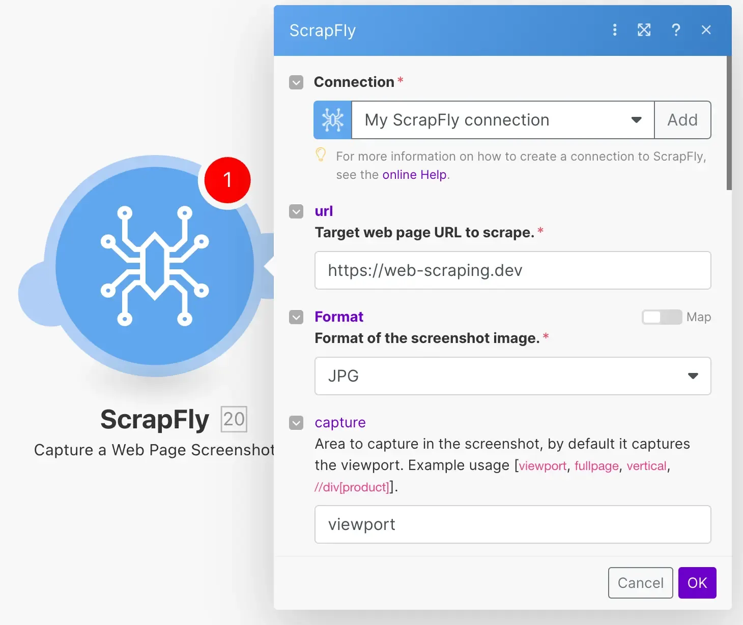 Screenshot Action Additional Options
