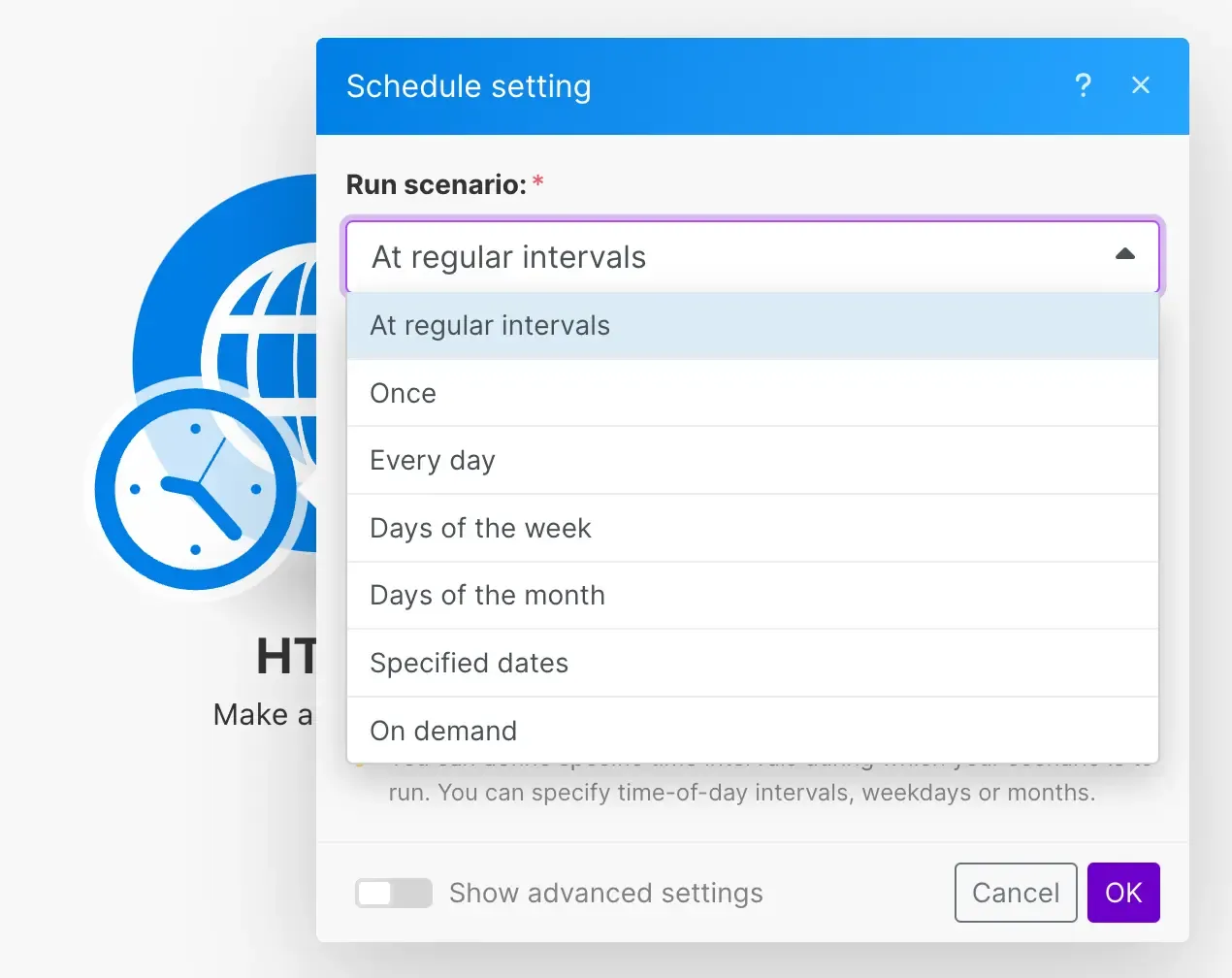 Scheduling Options in make.com