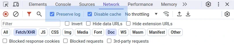 flags for devtools network inspector