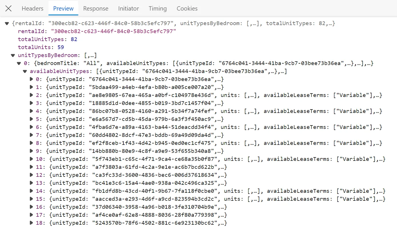 property data API response