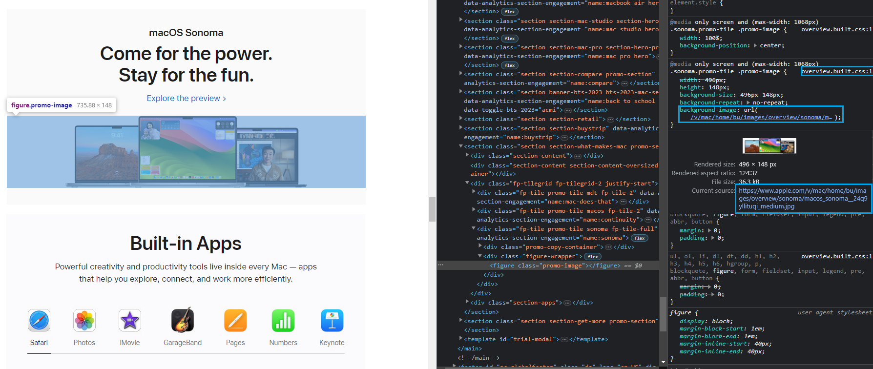 screencapture of background image use on Apple.com website