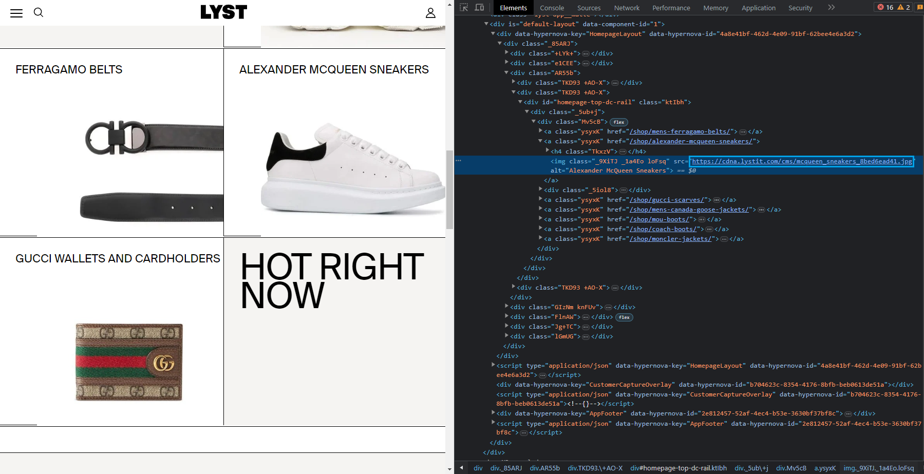 Target website with hidden images