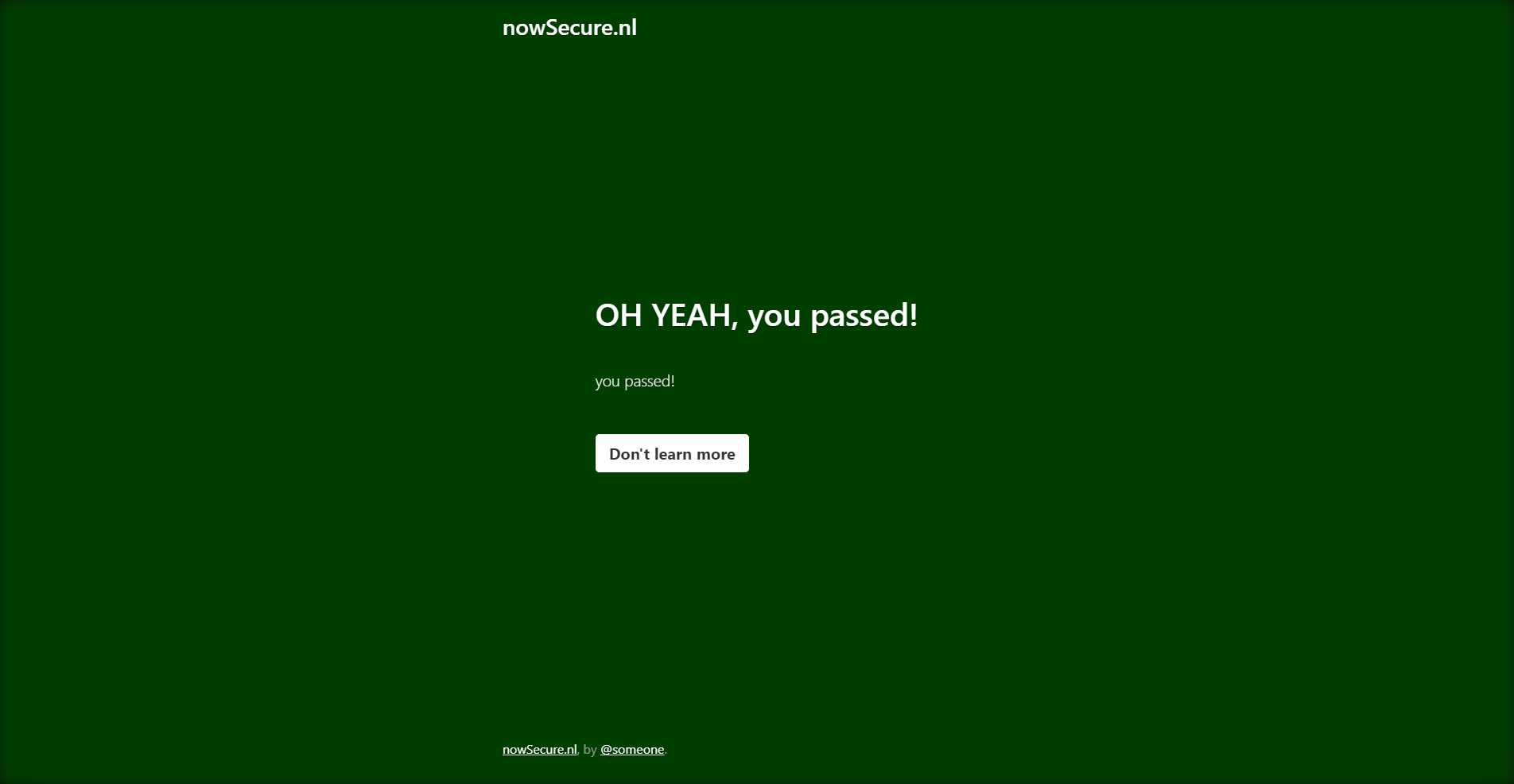 example undetected chromedriver result for nowsecure.nl tester